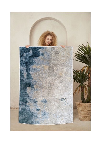 Dekoratif Özel Tasarım Pamuklu Dokuma Taban Yumuşak Dokulu Halı Bej 80 x 120 cm