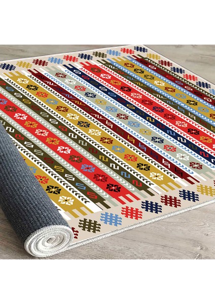 Dekoratif Özel Tasarım Şönil Dokuma Taban Yumuşak Dokulu Halı Renkli 80 x 150 cm modelleri
