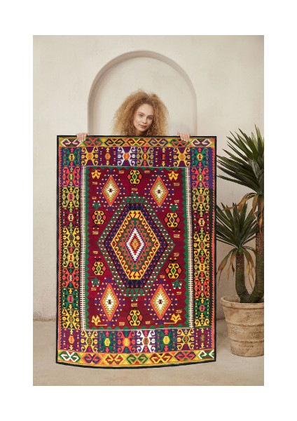 Dekoratif Özel Tasarım Pamuklu Dokuma Taban Yumuşak Dokulu Halı Renkli 80 x 120 cm fırsatları