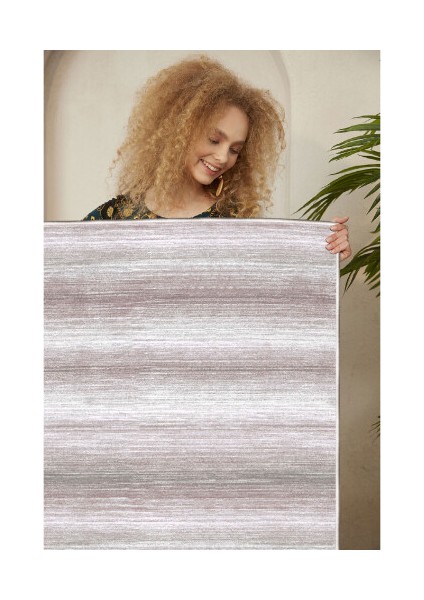 Dekoratif Özel Tasarım Pamuklu Dokuma Taban Yumuşak Dokulu Halı Mor - Krem 80 x 150 cm fiyatları