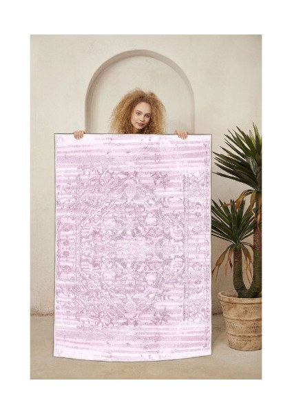 Dekoratif Özel Tasarım Pamuklu Dokuma Taban Yumuşak Dokulu Halı Lila 80 x 120 cm modelleri