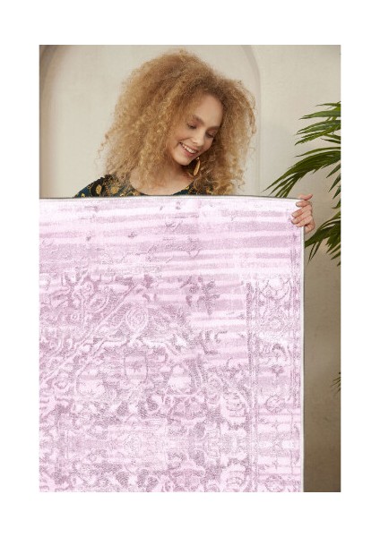 Dekoratif Özel Tasarım Pamuklu Dokuma Taban Yumuşak Dokulu Halı Lila 80 x 120 cm fırsatları