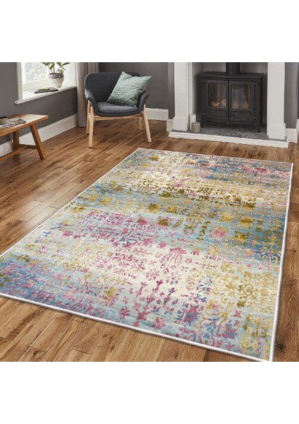 Dekoratif Özel Tasarım Pamuklu Dokuma Taban Yumuşak Dokulu Halı Gri - Bej 80 x 150 cm modelleri