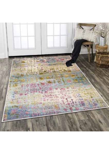 Dekoratif Özel Tasarım Pamuklu Dokuma Taban Yumuşak Dokulu Halı Gri - Bej 80 x 150 cm fırsatları
