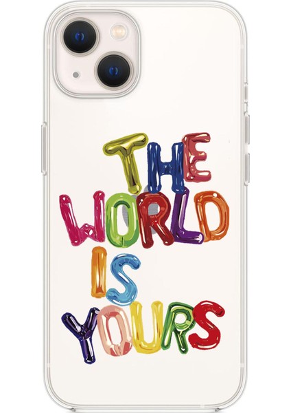 iPhone 13 The World Is Yours Premium Şeffaf Silikon Kılıf