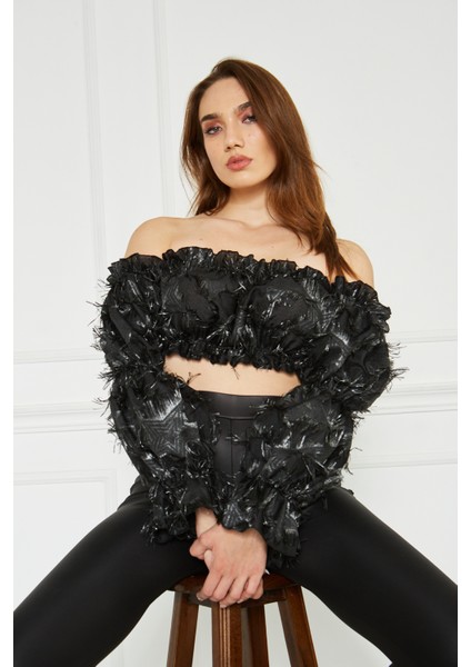 Balon Kol Crop Bluz indirimleri