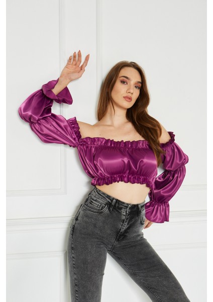 Balon Kol Crop Bluz indirimleri