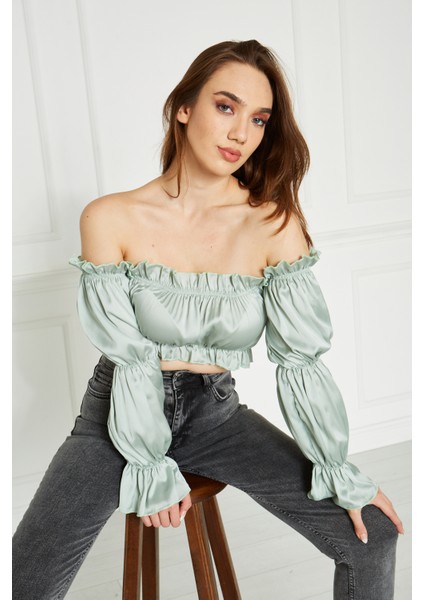 Balon Kol Crop Bluz modelleri