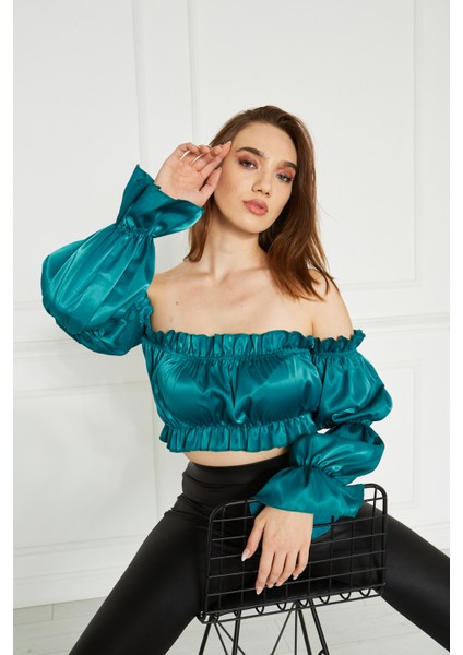 Balon Kol Crop Bluz fırsatları