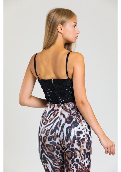Gloplu Arkası Fermuarlı Zara Payet Bustiyer | BST33154