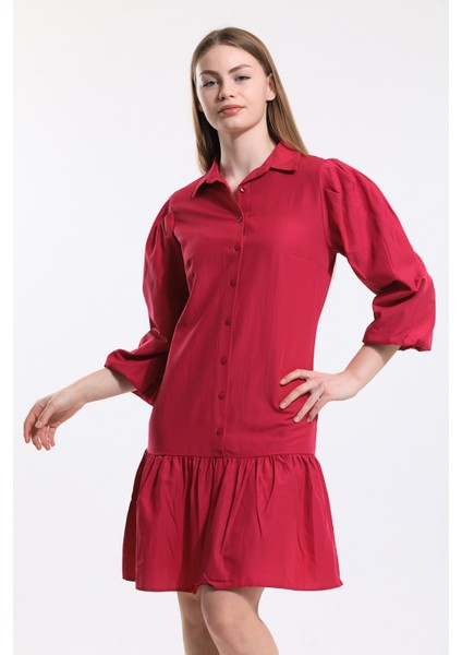 Önü Düğmeli Gömlek Yakalı Uzun Kol Elbise | ELB34187 fiyatları