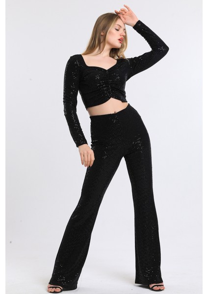 Uzun Kol Önü Lastik Büzgülü Buzi Payet Bluz BLZ34189 modelleri