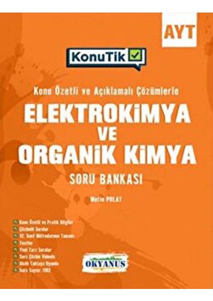 Okyanus Yayınları AYT Konutik Elektrokimya ve Organik Kimya Soru Bankası