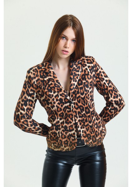 Leopar Desen Ceket | CKT31787YN Siyah Kahve Leopar fiyatları