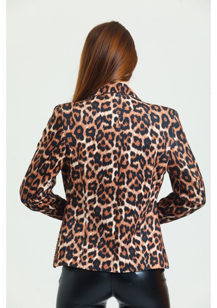 Leopar Desen Ceket | CKT31787YN Siyah Kahve Leopar indirimleri