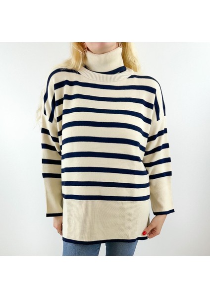 Çizgili Balıkçı Triko Kazak