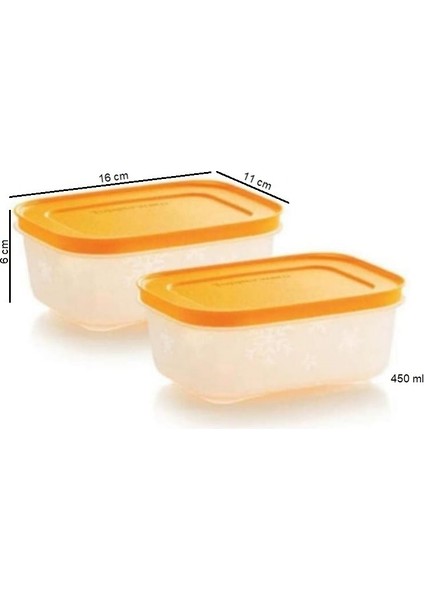 Alaska Kap 450 ml 2'li Buzluk Saklama Kabı Turuncu Kapak