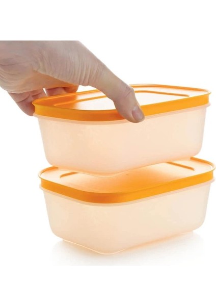 Alaska Kap 450 ml 2'li Buzluk Saklama Kabı Turuncu Kapak