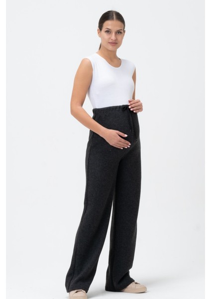 Hamile Emzirme Detaylı Yüksek Bel Bol Paça Triko Takım Antrasit fırsatları