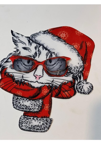 22X21 cm 3 Boyutlu Kabartma Gözlüklü Kedi Aplike Yama Arma Dikiş Aksesuarı
