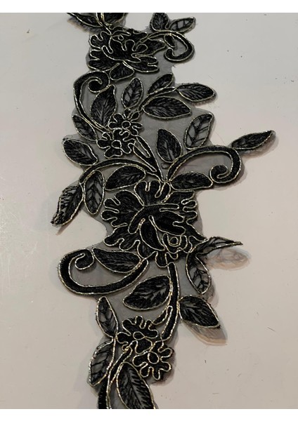 39X15 cm Altın Sarısı Sim Işlemeli Siyah Güpür Aplike Arma Yms Aksesuar fiyatları