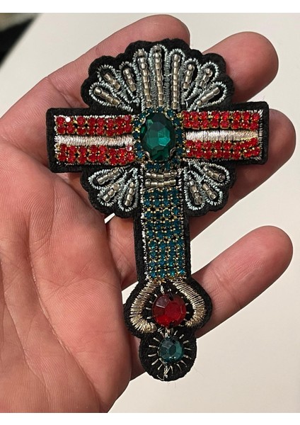 10X6 cm Taşlı Nakış Işlemeli Tasarım Aplike Arma Yama Apolet Giyim Aksesuar