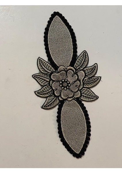 29X13 cm Siyah ve Altın Sarısı Nakış Işleme Güpür Aplike Arma Yama