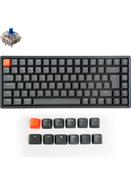 K2 Kablosuz Mekanik Oyuncu Klavyesi-Hot-Swappable-Rgb -Bluetooth 5.1-Multitasking-Gateron G Pro Blue Switch-Alüminyum Çerçeve -(Version 2) Uk Iso Layout