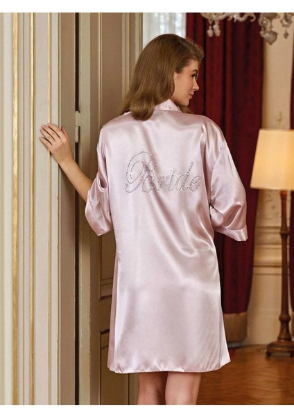 Pudra Bride Tek Saten Sabahlık 5300