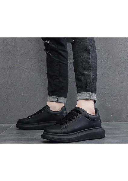 Unisex Siyah Cilt Spor Ayakkabı Sneaker fırsatları