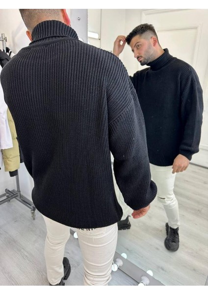 Boğazalı Erkek Kazak Oversize Balıkçı Yaka Geniş Salaş Triko Kazak fırsatları