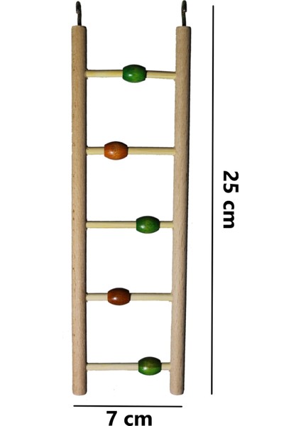 Boncuklu Ahşap Kuş Merdiveni 7X25 cm