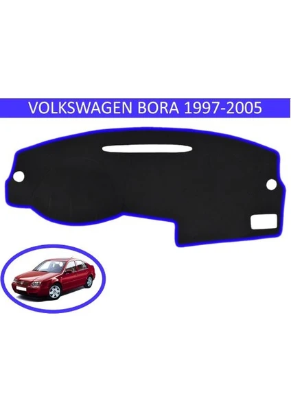 Lee Willson 1997-2005 Modellerine Uygun Vw Bora - Golf 4  Torpido Koruma Halısı Siyah Kenar Renk Mavi