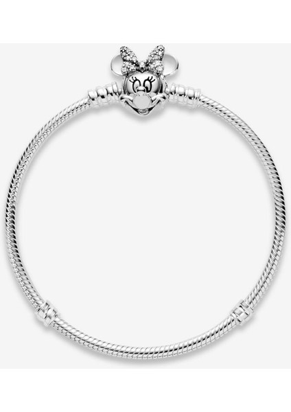 Charm Uyumlu Yılan Bileklik, Minnie Mause , Muckey, Klips, Ahşap Kutu Içerisinde+ 1 Adet Charm
