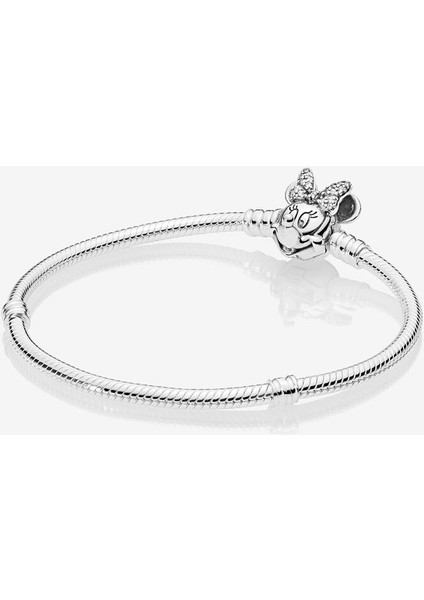 Charm Uyumlu Yılan Bileklik, Minnie Mause , Muckey, Klips, Ahşap Kutu Içerisinde+ 1 Adet Charm