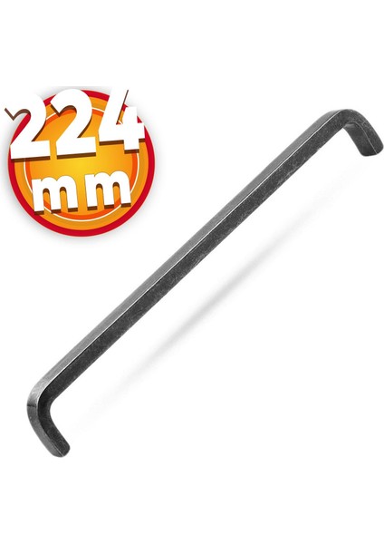 Çekmece Dolap Kapak Kulpu Kulbu 224 mm Antik Gümüş Metal Kulp