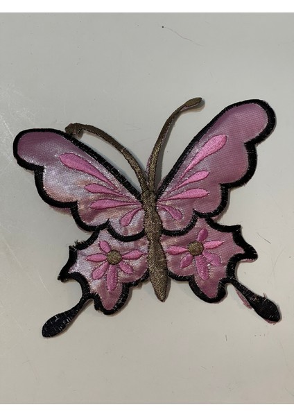 13 X16 cm Parlak Pembe Ütü Ile Yapışan Işleme Kelebek Aplik Arma Yama Aksesuar
