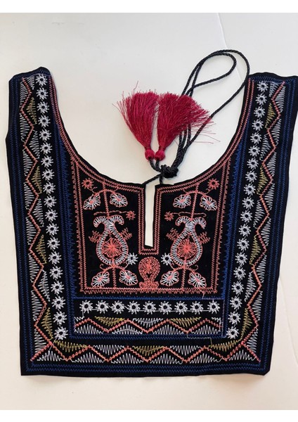 28X30 cm Nakış Işleme Gömlek Elbise Etnik Bohem Yakalık Püsküllü Aplike fiyatları