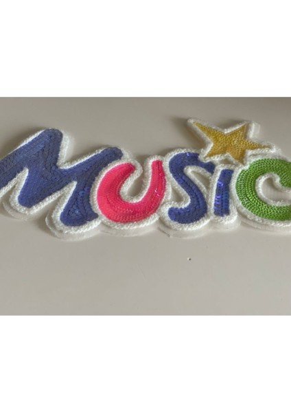 24X13 cm Renkli Music Yıldızlı Yazılı Aplike fiyatları