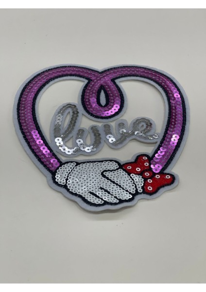 15X12 cm Love ve Kalp Pul Payetli Aplike Aksesuar fiyatları