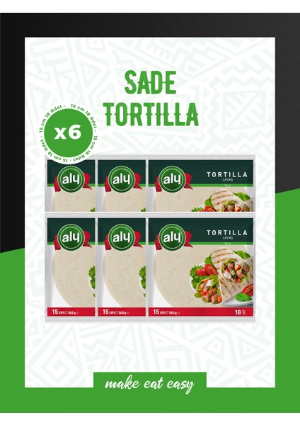 Sade Tortilla Lavaş 25 cm 18'li Paket 1170g x 6 Adet