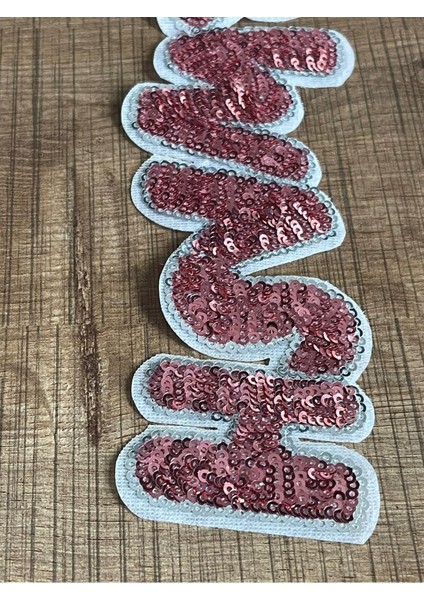 28X6 cm Pembe Pul Payetli Carwısh Yazılı Aplike Arma Yama fiyatları