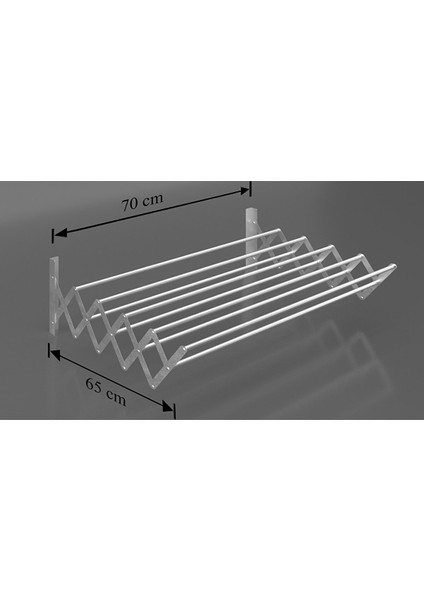 Akordiyon Tipi Katlanır Alüminyum Çamaşır Kurutma Askısı 70 cm 9 Askılı Balkon Banyo Kurutma Askısı