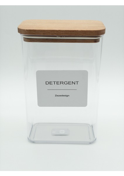 Ahşap Kapaklı Toz Deterjan Kavanozu 2000ml