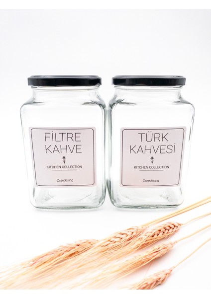 2'Li Cam Filtre Kahve Ve Türk Kahvesi Kavanozu 1000ml