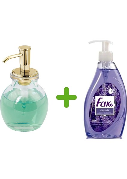 Oval Cam Sıvı Sabunluk ve 1 Adet 400 ml Sıvı Sabun Lavanta Kokulu
