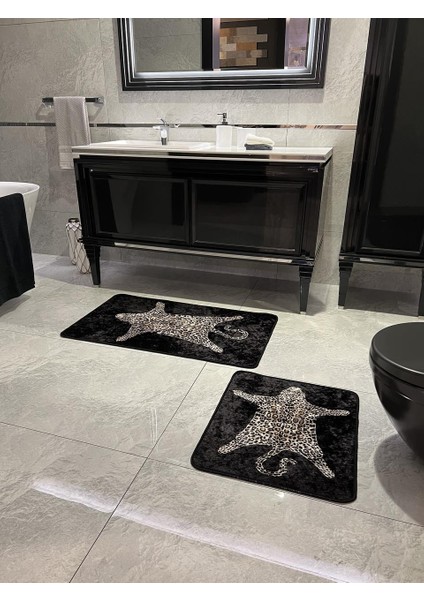 2'li Leopar Desen 60X100 - 60X50 Banyo Paspası