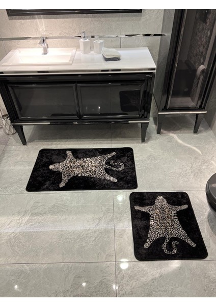 2'li Leopar Desen 60X100 - 60X50 Banyo Paspası