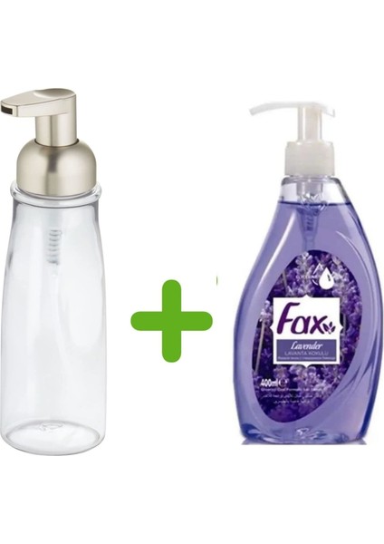 Akrilik Sıvı Sabunluk ve 1 Adet 400 ml Sıvı Sabun Lavanta Kokulu