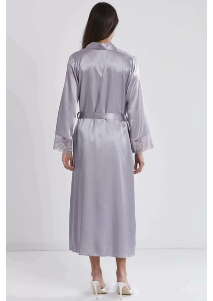 Kadın Saten Dantelli Gecelik & Sabahlık Takım - 4370 Royal fırsatları